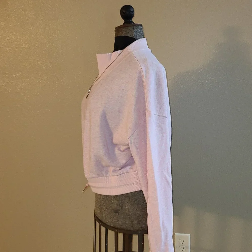 Flirtitude Women's Sweatshirt Relaxed Crop Mock Super Soft Pink Lg Jewelry Free - Picture 4 of 12